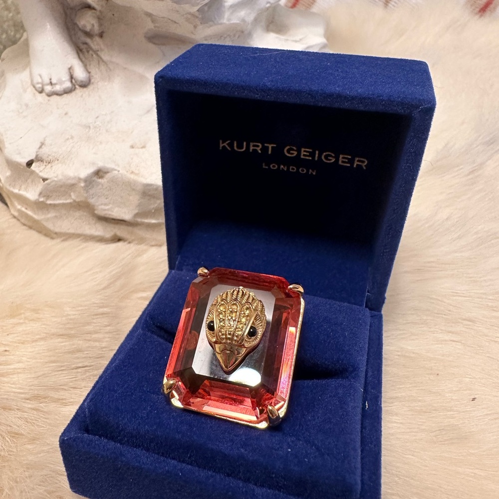 Kurt Geiger Peach Gem Eagle Ring Size 7